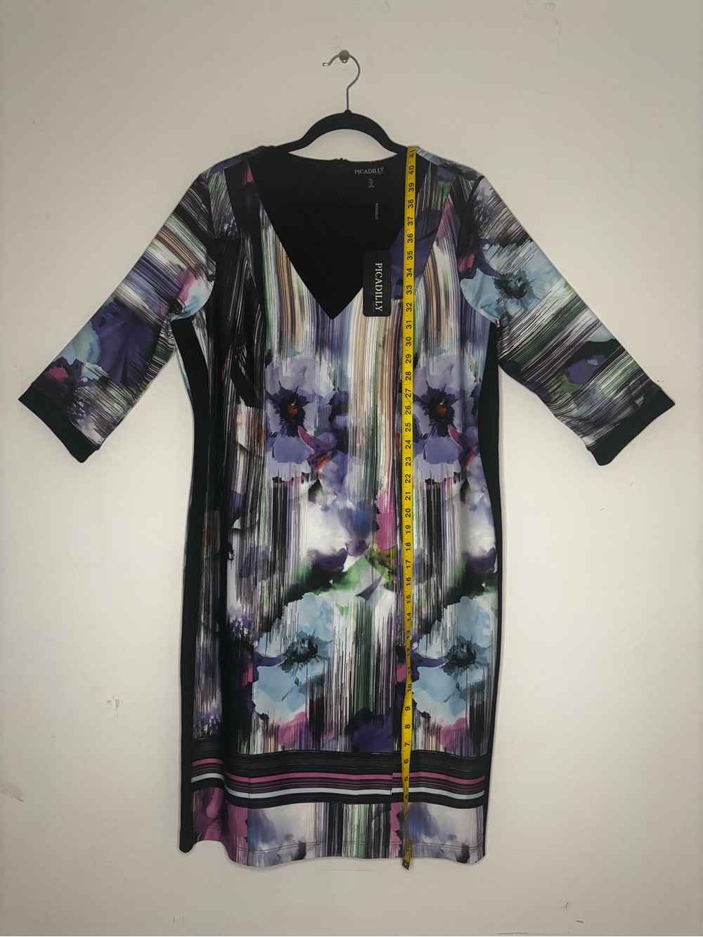 Floral V-Neck Midi Dress in Multi-Color